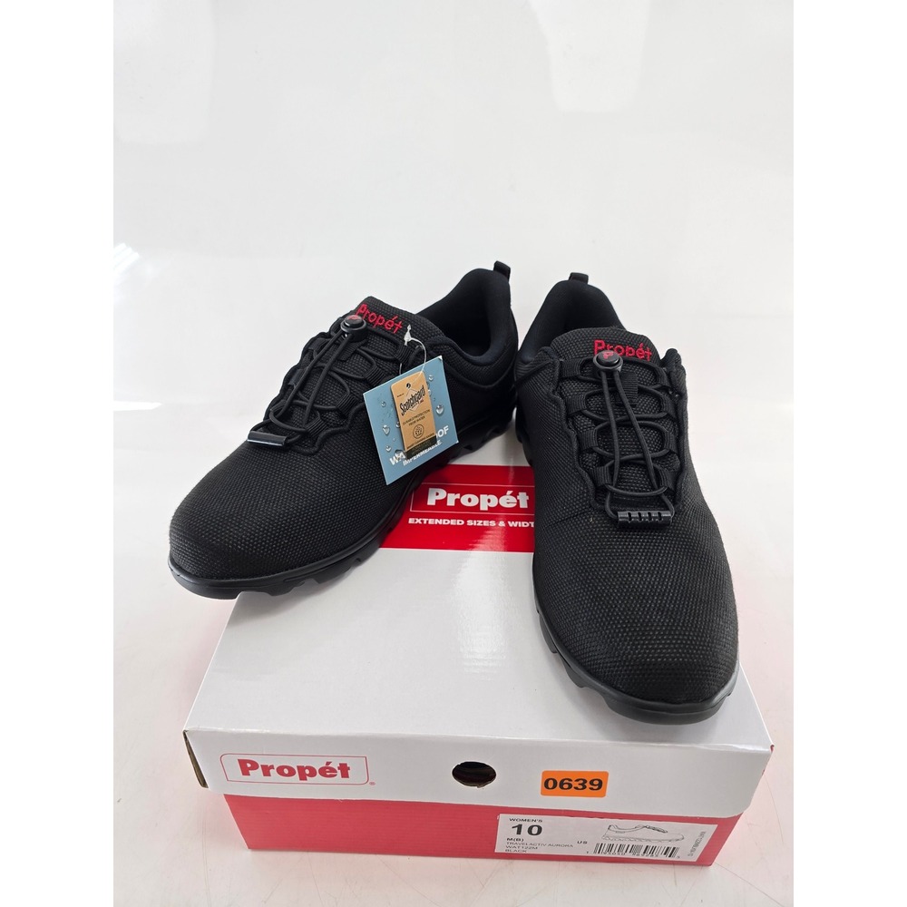 Propet TravelActiv Aurora Womens 10 Black Waterproof Sneakers - New‎